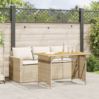 vidaXL 2-tlg. Garten-Essgruppe mit Kissen Beige Poly Rattan