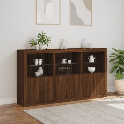 vidaXL Sideboard mit LED-Leuchten Braun Eichen-Optik 181,5x37x100 cm