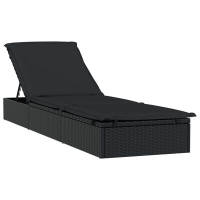 vidaXL Sonnenliege mit Runddach Schwarz 211x57x140 cm Poly Rattan