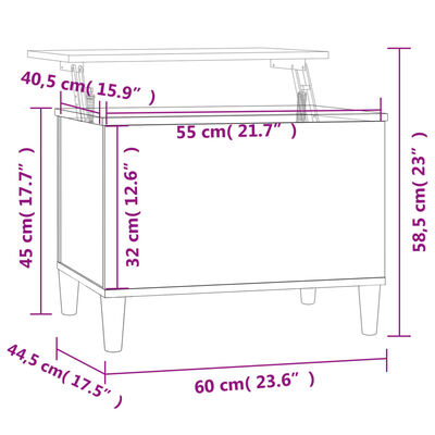 vidaXL Couchtisch Räuchereiche 60x44,5x45 cm Holzwerkstoff