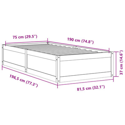 vidaXL Massivholzbett ohne Matratze Weiß 75x190 cm Kiefernholz