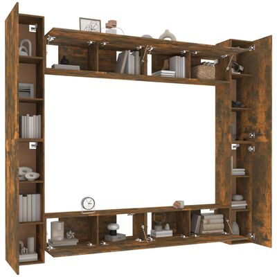 vidaXL 8-tlg. TV-Schrank-Set Räuchereiche Holzwerkstoff