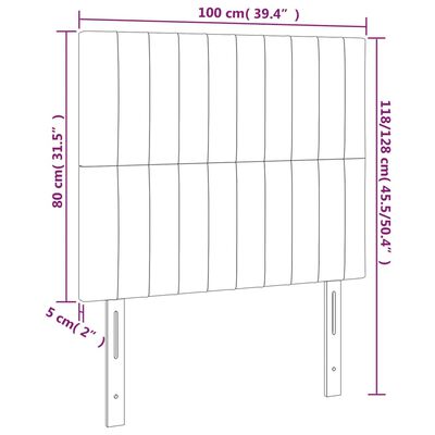 vidaXL LED Kopfteil Schwarz 100x5x118/128 cm Stoff