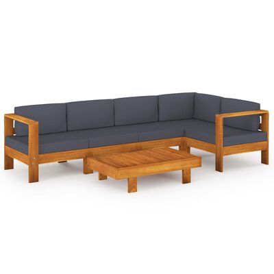 vidaXL 6-tlg. Garten-Lounge-Set mit Dunkelgrauen Auflagen Akazienholz