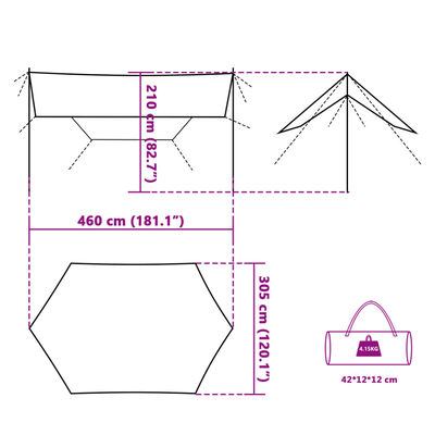 vidaXL Tarp Orange 460x305x210 cm Wasserdicht