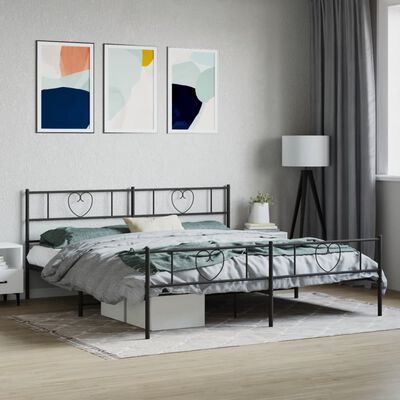 vidaXL Metallbett ohne Matratze mit Fußteil Schwarz 180x200 cm