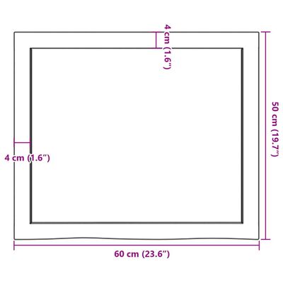 vidaXL Waschtischplatte Dunkelbraun 60x50x(2-4)cm Massivholz Behandelt