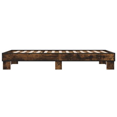 vidaXL Bettgestell Räuchereiche 75x190 cm Holzwerkstoff und Metall