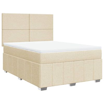 vidaXL Boxspringbett mit Matratze Creme 160x200 cm Stoff