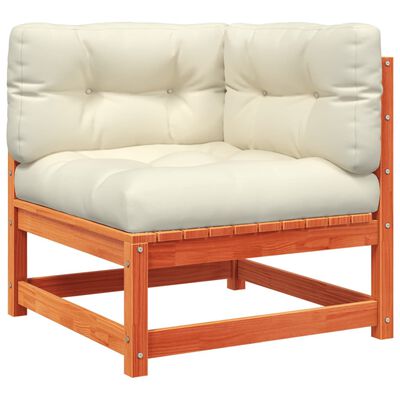 vidaXL Gartensofa mit Kissen 2-Sitzer Wachsbraun Massivholz Kiefer