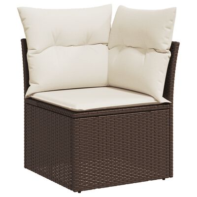 vidaXL 8-tlg. Garten-Sofagarnitur mit Kissen Braun Poly Rattan