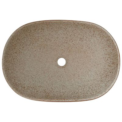 vidaXL Aufsatzwaschbecken Sandfarben Braun Oval 59x40x14 cm Keramik