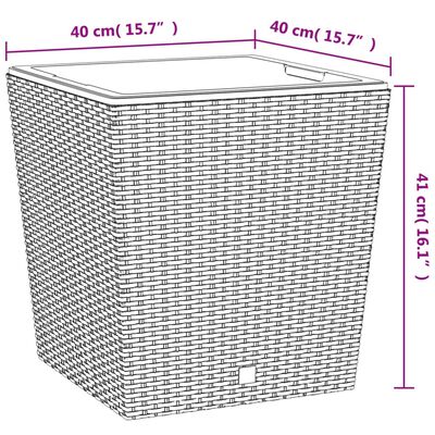 vidaXL Pflanzkübel mit herausnehmbaren Einsatz Braun 37/64 L PP-Rattan