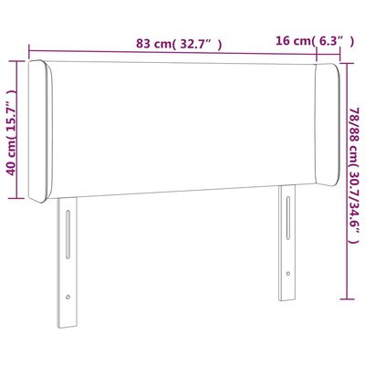 vidaXL LED Kopfteil Creme 83x16x78/88 cm Stoff