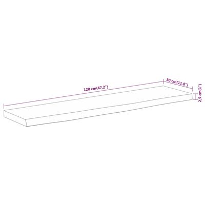 vidaXL Wandregal 120x30x2,5 cm Rechteckig Massivholz Akazie Baumkante