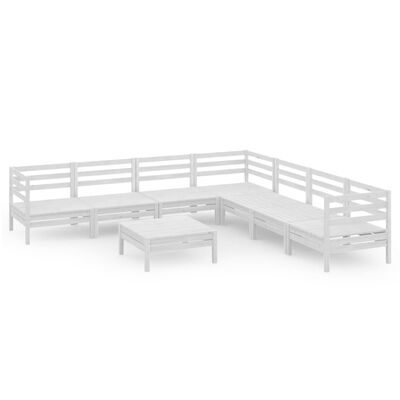 vidaXL 8-tlg. Garten-Lounge-Set Massivholz Kiefer Weiß