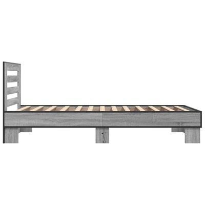 vidaXL Bettgestell Grau Sonoma 75x190 cm Holzwerkstoff und Metall