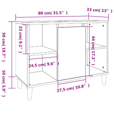 vidaXL 3-tlg. Badmöbel-Set Räuchereiche Holzwerkstoff