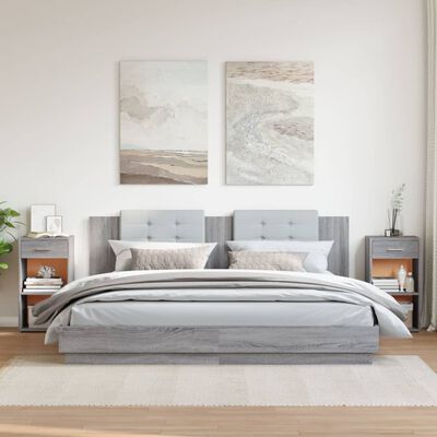 vidaXL Nachttische 2 Stk. Grau Sonoma 35x34x65 cm Holzwerkstoff