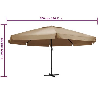 vidaXL Sonnenschirm mit Aluminium-Mast 600 cm Taupe