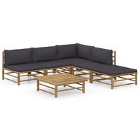 vidaXL 6-tlg. Garten-Lounge-Set mit Dunkelgrauen Kissen Bambus