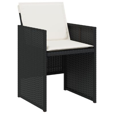 vidaXL 9-tlg. Garten-Essgruppe mit Kissen Schwarz Poly Rattan