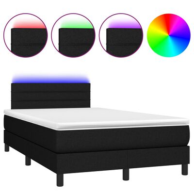 vidaXL Boxspringbett mit Matratze & LED Schwarz 120x200 cm Stoff