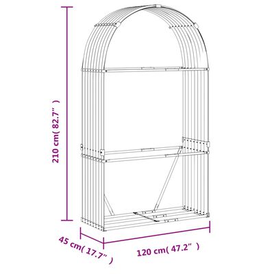 vidaXL Kaminholzunterstand Anthrazit 120x45x210 Verzinkter Stahl