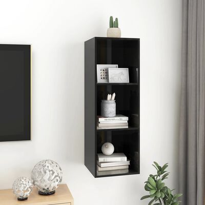 vidaXL TV-Wandschrank Hochglanz-Schwarz 37x37x107 cm Holzwerkstoff