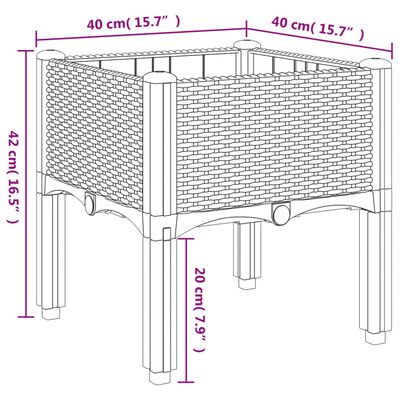 vidaXL Pflanzkasten mit Beinen Schwarz 40x40x42 cm PP