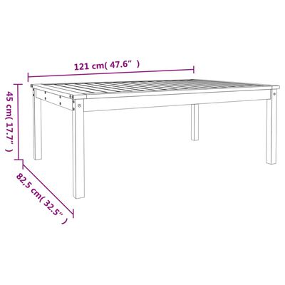 vidaXL Gartentisch 121x82,5x45 cm Massivholz Kiefer