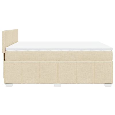 vidaXL Boxspringbett mit Matratze Creme 140x190 cm Stoff