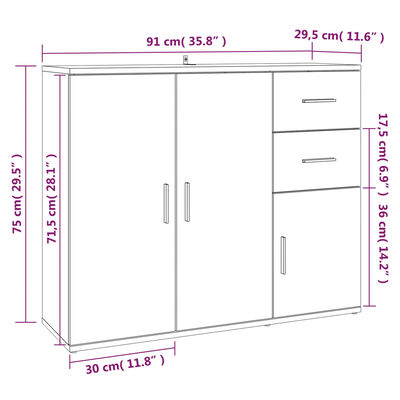 vidaXL Sideboard Braun Eichen-Optik 91x29,5x75 cm Holzwerkstoff