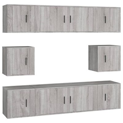 vidaXL 8-tlg. TV-Schrank-Set Grau Sonoma Holzwerkstoff