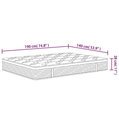 vidaXL Matratze Taschenfederkern Mittel 140x190 cm