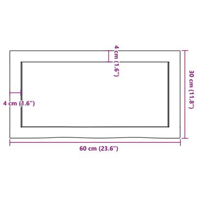 vidaXL Waschtischplatte Hellbraun 60x30x(2-6) cm Massivholz Behandelt