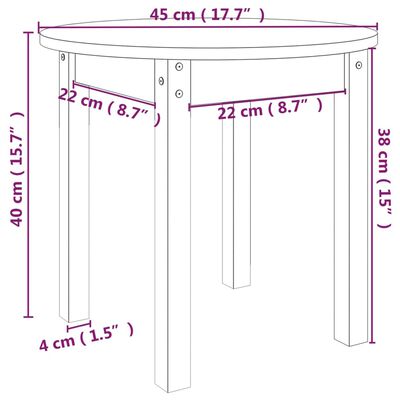 vidaXL Couchtisch Ø 45x40 cm Massivholz Kiefer