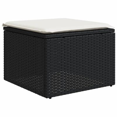 vidaXL 9-tlg. Garten-Sofagarnitur mit Kissen Schwarz Poly Rattan