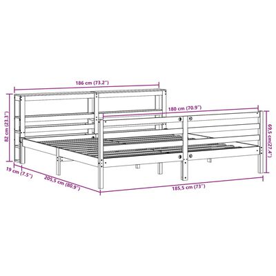 vidaXL Massivholzbett ohne Matratze Weiß 180x200 cm Kiefernholz