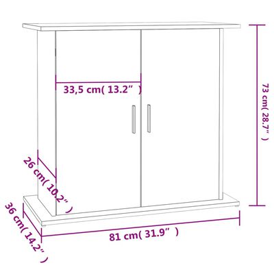 vidaXL Aquariumständer Grau Sonoma 81x36x73 cm Holzwerkstoff