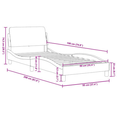 vidaXL Bettgestell mit Kopfteil Weiß und Schwarz 90x190 cm Kunstleder