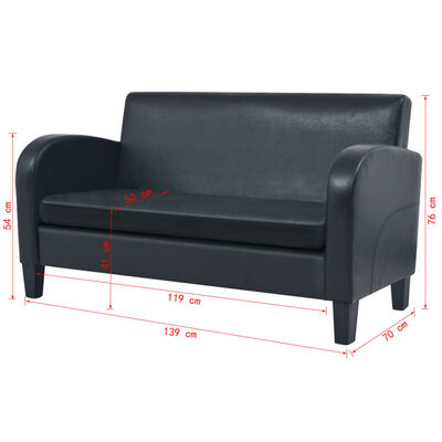 vidaXL Sofa 2-Sitzer Kunstleder Schwarz