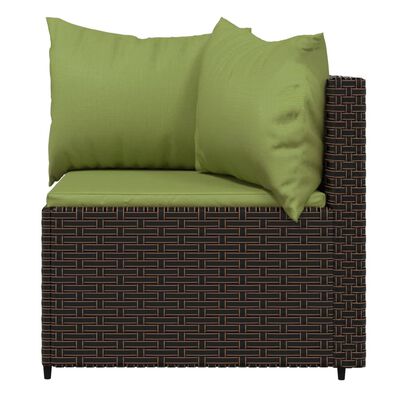 vidaXL 3-tlg. Garten-Lounge-Set mit Kissen Braun Poly Rattan