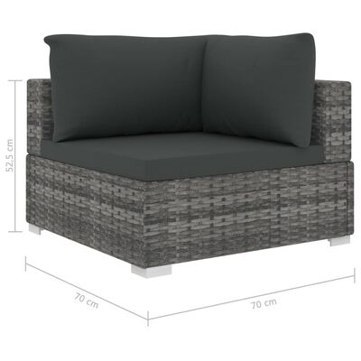 vidaXL 12-tlg. Garten-Lounge-Set mit Auflagen Poly Rattan Grau