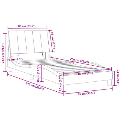 vidaXL Bettgestell mit LED-Leuchten Rosa 80x200 cm Samt