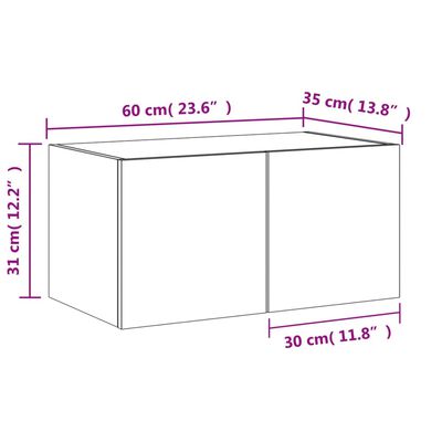 vidaXL TV-Wandschrank mit LED-Leuchten Sonoma-Eiche 60x35x31 cm