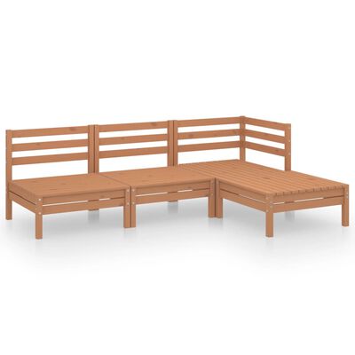 vidaXL 4-tlg. Garten-Lounge-Set Massivholz Kiefer Honigbraun