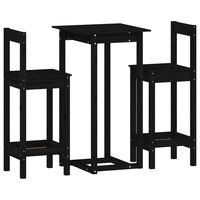 vidaXL 3-tlg. Bar-Set Schwarz Massivholz Kiefer