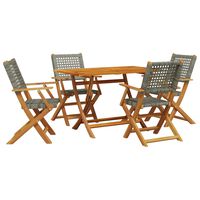 vidaXL 5-tlg. Garten-Essgruppe Grau Poly Rattan und Massivholz