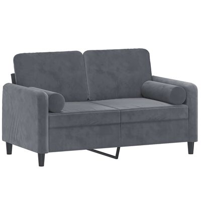 vidaXL 2-Sitzer-Sofa mit Zierkissen Dunkelgrau 120 cm Samt